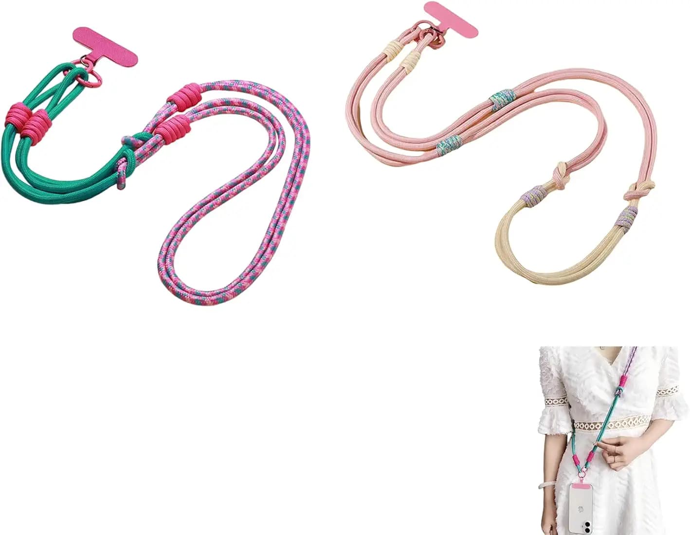 Manthan 2 Pcs Lanyard for Mobile, Phone Sling Chain, Mobile Chain for Women, Phone Lanyard Strap for Commute and Outdoor Activities