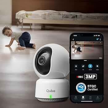 Qubo Smart 360° 3MP [2K] Baby Monitor by Hero Group | Indoor CCTV Cam | STQC Certified | AI Smart Motion Tracking | App Alerts | Color Night Vision | Cloud & SD Card Storage | Made in India