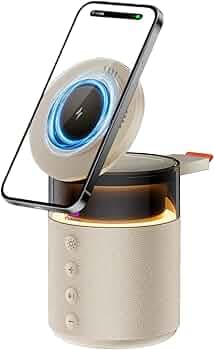 Cubonic 5 in 1 Wireless Charger-15W Phone Charging+WPC Qi Technology Solutions, Quick & Safety, Multi-Purpose Wireless Dock,Yellow LED Night Lamp with 1800mAh Speaker Battery Capacity