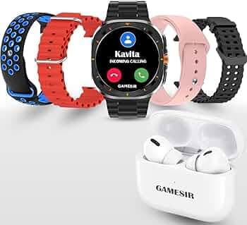 GameSir H20 Pro Combo 1.5" Smartwatch for Men & Women with Bluetooth Calling, 100h Battery, GPS, Health Monitoring, 5 Straps, TWS Earbuds, IP68 Waterproof, Android & iOS Compatible(Black)