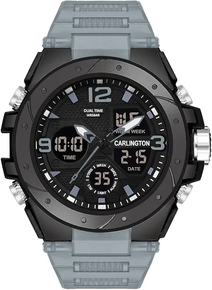 Carlington Endurance Series Analog-Digital Sports Watches for Men and Boys with Alarm, Stopwatch, Backlit Display, Dualtime, Silicone Rubber Strap, Water & Shock Resiatant - CT_9105
