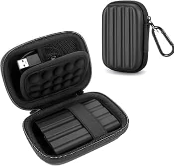 ZORBES® Compatible with Samsung T7 Shield, SSD Storage Bag EVA Hard Shell Travel Bag with Carabiner, Anti-Scratch Custom-Mold Travel Bag with Elastic Band & Built in Mesh Pocket