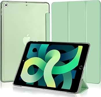 4UBonLife Case for iPad 9th/8th/7th Generation 10.2 inch 2021/2020/2019, Slim Stand Protective Case with Translucent Frosted Hard Back Cover Shell, Mint Green