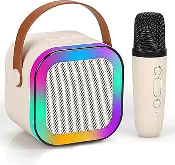 Rechargeable Mic with Speaker for Singing | Wireless Mini Portable Bluetooth Speaker with Karaoke Machine, Mic and LED Lights | Birthday Gift for Kids | Musical Toy | Popo Toys®