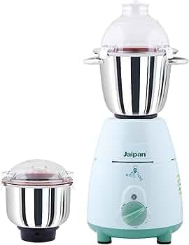 Jaipan Star King 1000 Watts Professional Mixer Grinder | Turbo TRQ Series motor | Virgin ABS White and Green Body | 2 Stainless Steel Jars & Blades | RPM-21000 | 2 Years Warranty.