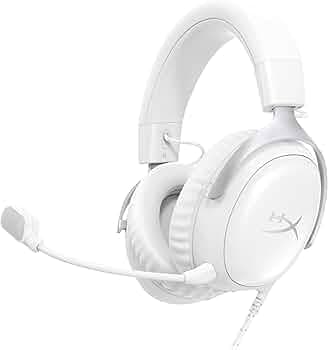 HyperX Cloud III – Wired Gaming Headset, PC, PS5, Xbox Series X|S, Angled 53mm Drivers, DTS, Memory Foam, Durable Frame, Ultra-Clear 10mm Mic, USB-C, USB-A, 3.5mm – White