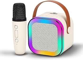 Fun Flicks Karaoke Machine with Wireless Mics, Bluetooth Speaker, RGB Lights, 5 Voice Effects, Portable Sound System for Home, Party, Outdoor, for Kids & Adults (1 MIC with Speaker Set)
