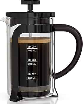InstaCuppa Premium French Press Coffee Makers with 4 Part Superior Filteration, Heat Resistant Borosilicate Glass Carfafe (1000 ML, Black)
