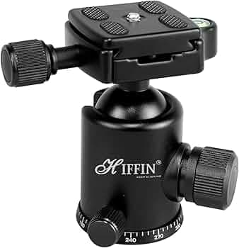 HIFFIN®Professional Metal 360 Degree Rotating Panoramic Ball Head with 1/4 inch Quick Release Plate and Bubble Level,up to 17.6pounds/8kilograms,for Tripod,Monopod,Slider,DSLR Camera,Camcorder