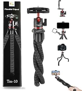 Cason- Flexible Gorilla Tripod Stand with Cold Shoe Mount for Mobile,Cameras,DSLR Tripod,Supports Upto 3 Kg (Black)