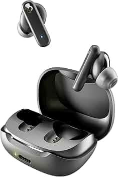 Skullcandy Smokin Buds Wireless in Ear Earbuds – ENC Clear Calls, Music/Movie/Podcast EQ Modes, 20Hr Battery + Rapid Charge, Touch Controls, Solo Bud Use, IPX4 Water Resistant (Black)