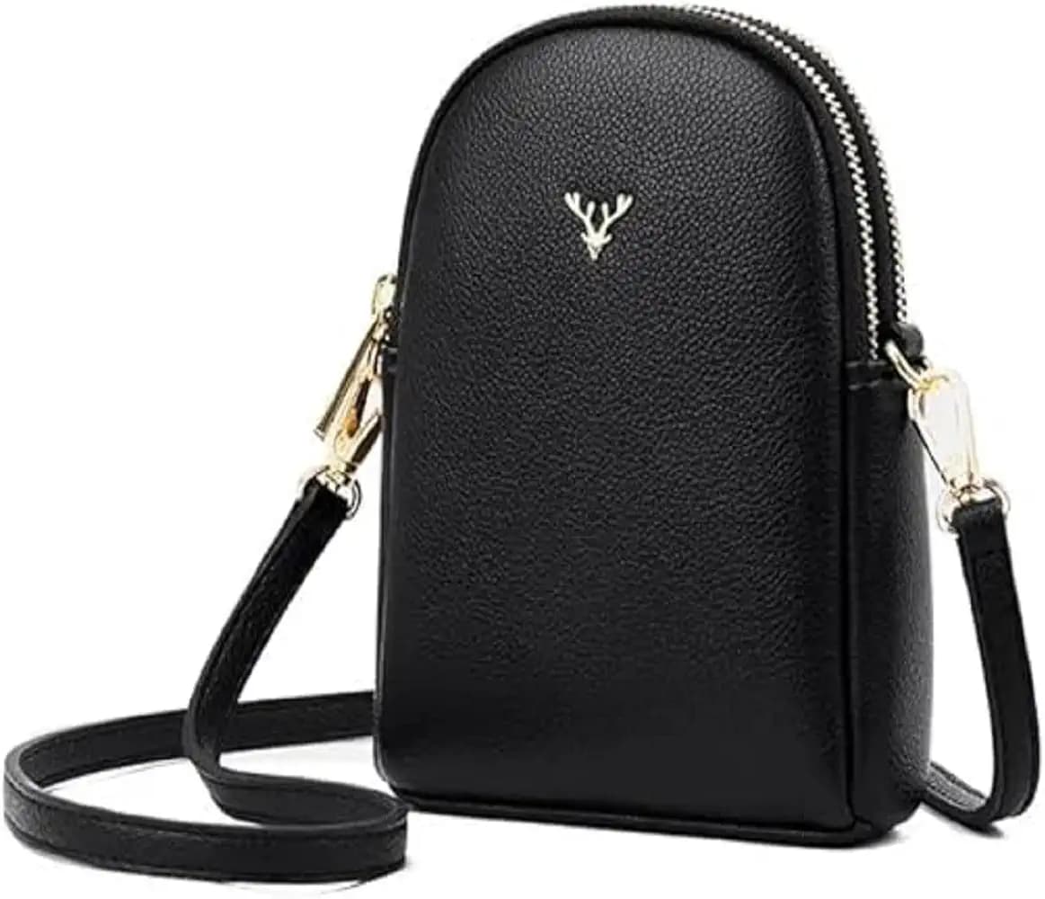 Small Crossbody Bags for Women Mini Cell Phone Purses with Crossbody Strap Phone Wallet Shoulder Bag PU Leather Black
