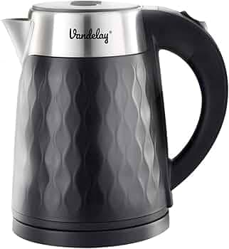Vandelay Stainless Steel Electric Kettle - Double Wall, Cool Touch Kettle With Dry-Boil Protection (Black), 1500 Watts, 1.7 liter