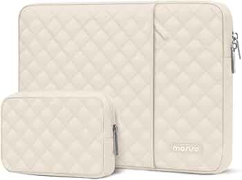 MOSISO Laptop Case 13 inch, 13 inch Laptop Sleeve Compatible with MacBook Air M4 M3 M2 M1 2025-2018/Pro M2 M1 2025-2016, Square Quilted Vertical Computer Bag with Pocket&Small Case, Sand