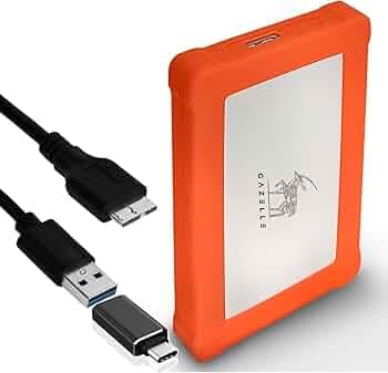 GAZELLE 500 GB Warrior External Hard Drive Rugged, Metal Body, Shockproof, Water-Resistant,2-in-1 Type C & USB 3.0, Compatible with PC, Mac, PS4, Mobile, Tablet 1 Year Warranty (Orange)