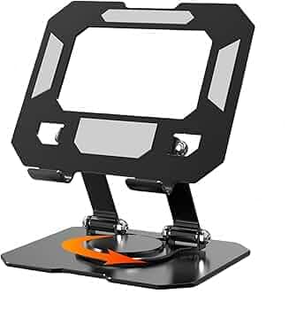 360° Rotatable Metal Tablet Stand, Adjustable Folding Desktop Stand for iPad/iPhone/Switch, Universal Use for Office/Movie/Studying/Drawing/Gaming, Black