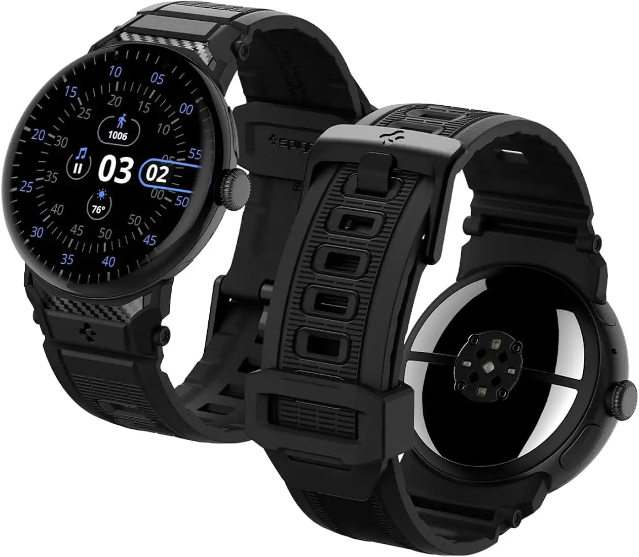 Spigen Rugged Band Strap Band for Google Pixel Watch 4/3(45mm), Shockproof&Extreme Durability - Matte Black