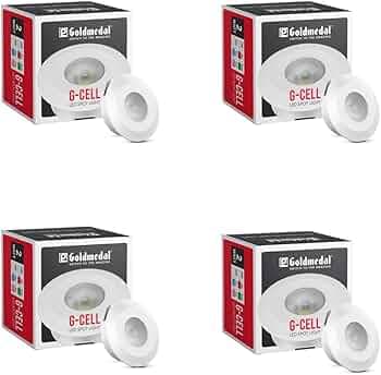 Goldmedal G-Cell 2W Round LED Spotlight |Compact Design Ceiling Light for Cabinets & Wardrobes | with 45° Beam Angle |Spotlight for Home & Display|Energy-Efficient| Cool Daylight(6500K)-Pack of 4