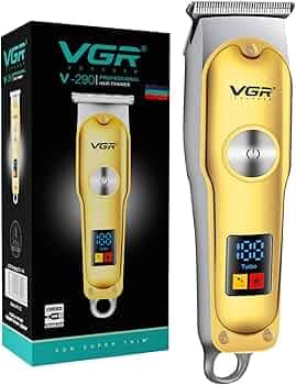VGR V-290 Professional Hair Trimmer for Men | Precision T-Blade, Turbo Mode | 120 Min Runtime & LED Display | USB Type-C Charging with Corded & Cordless Use - Gold