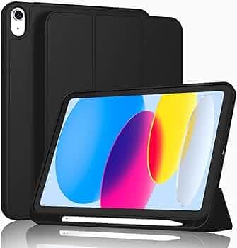 ProElite Smart Case for iPad (A16) 11th/10th Generation (2025/2022) [Auto Sleep/Wake Cover] [Left Side Pencil Holder] [Soft Flexible Case] Recoil Series - Black