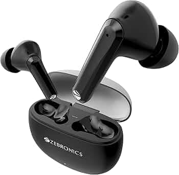 ZEBRONICS PODS K3, in-Ear Wireless Earbuds, 40 Hrs Backup, Dual EQ, Quad MIC ENC, 10mm Bass Drivers, Rapid Charging, Bluetooth, Flash Connect, Low Latency Gaming (Black)