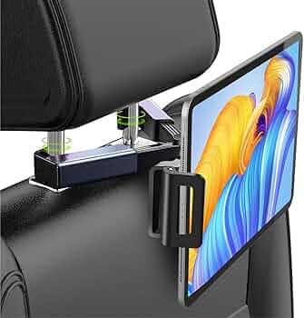 STHIRA® Retractable Tablet Holder for Car Headrest & Back Seat, 360° Rotation Tablet Holder Fits 4.7-12.9" Devices, Secure & Adjustable Ipad Holder for Car, Ideal for Road Trips, Travel Essentials