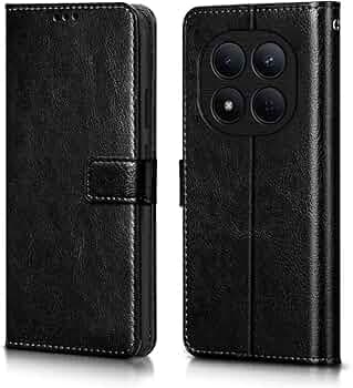 WOW IMAGINE Shock Proof Flip Cover Back Case Cover for Redmi Note 15 Pro 5G (Flexible | Leather Finish | Card Pockets Wallet & Stand | Black)