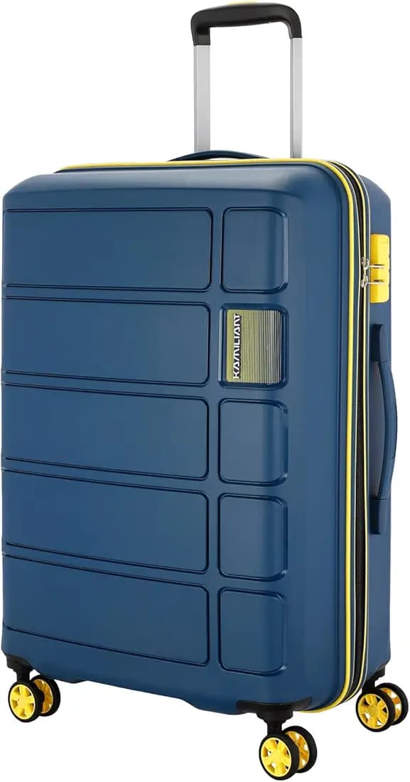 Kamiliant by American Tourister Harrier Zing|Trolley Bag Check-In Medium Size (68 cms) for Travel| Hard Case Polypropylene (PP) Suitcase|360° 8-Wheel Spinner Luggage Trolley|Combination Lock|Navy Blue