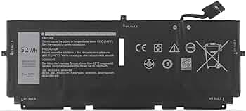 Laptop Battery Compatible for 722KK Dell XPS 13 9300 2020 i5 FHD XPS 13 9310 Series 2XXFW 02XXFW FP86V 0FP86V WN0N0 0WN0N0 P117G P117G001 P117G002 7.6V 52Wh 4-Cell