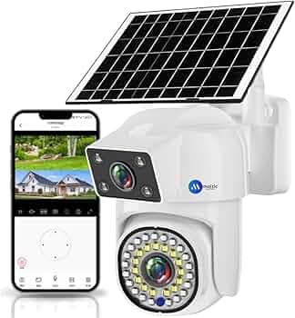 Maizic Smarthome SuperCam 36IRs WiFi Solar White 5+5MP Dual Lens/Dual Screen Outdoor CCTV Camera | 8000 mAh Battery | Color Night Vision | AI Human Detection | Two-Way Audio | IP66 Waterproof