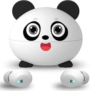 Kids Earbuds, Wireless Bluetooth Girls Boys Headphones with Microphones, 85dB Healthy Volume Control Protect Hearing, Lightweight, Waterproof, 30Hrs Playtime,Earphones for iPad Tablet Computers, Panda
