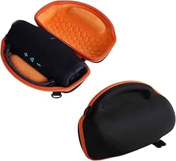 Careflection Hard Shell Travel Carrying Case for JBL Charge 6 Portable Speaker, Black with Orange Interior