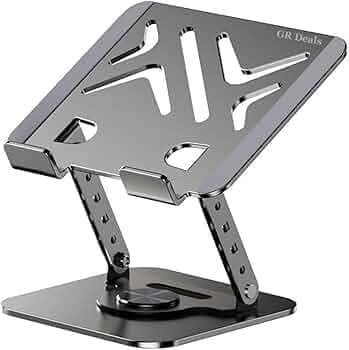 Portable Metal 17 Inch Laptop Desktop Stand with Adjustable Height Heat Dissipation Suspended Folding Two-in-One Laptop & Tablet Support 360 Rotating Base. (Multicolor)