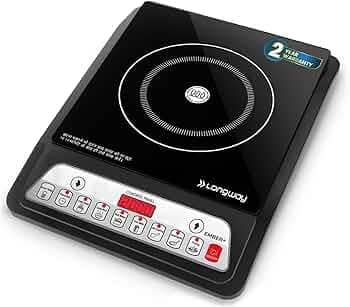 Longway Ember Plus IC 2000 Watt Induction Cooktop with Auto Shut-Off & Over-Heat Protection With 7 Cooking Mode & BIS Approved (Black, Push Button)