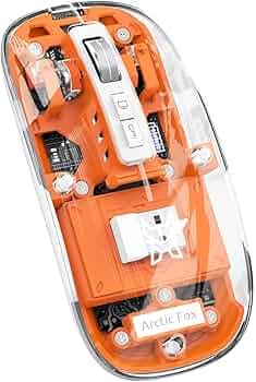 Arctic Fox Pureview Transparent Wireless and Bluetooth Rechargeable Mouse, USB Receiver,LED Battery Magic Silm for Office/PC/Mac/Laptop/Apple/ipad(Vitality Orange)