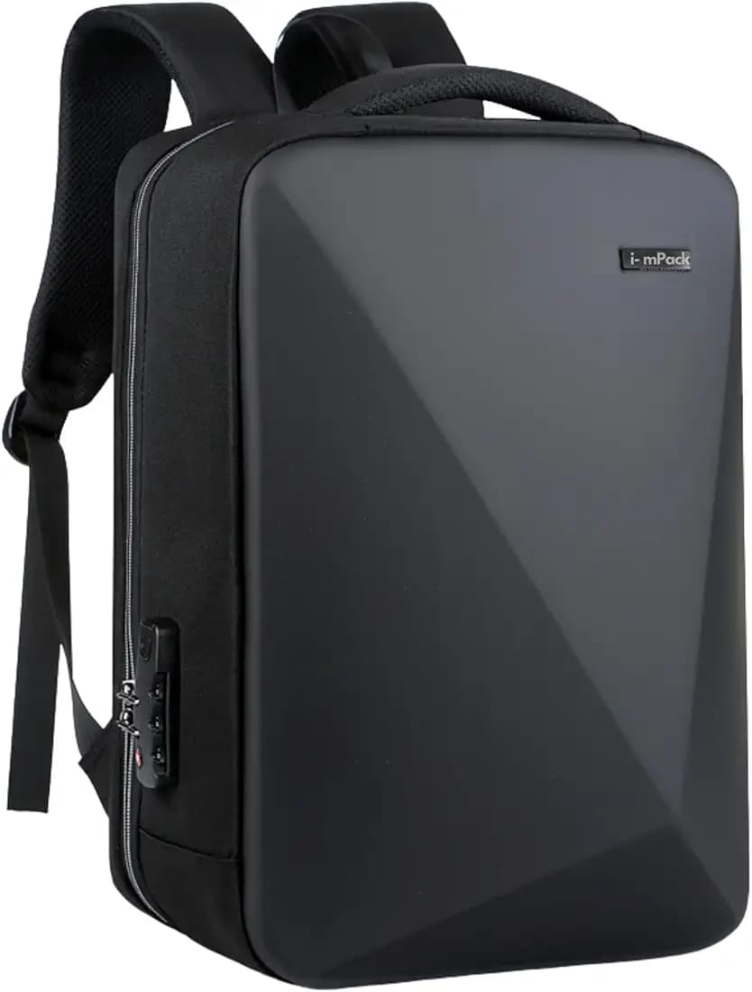 ImPack Business Smart Backpack Waterproof Antitheft Lock Hardshell Laptop Backpack with USB Charging Port,Travel Durable Backpack for Men and Women