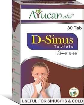 D-Sinus Tablets - 30 Tablets, Ayurvedic Medicine for Sinusitis, cold, running nose, chest congestion for Adults and kids