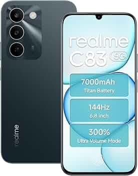 realme C83 5G Smartphone 6GB RAM 128GB ROM 6.8 Inch 144Hz Display 7000mAh Titan Android 16 Dimensity 6300 Processor, Battery IP64 Waterproof Support AI Camera, Dual SIM, GPS, WiFi Green