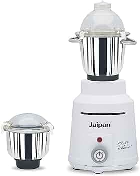 Jaipan Five Star 1400 Watt Heavy Duty Mixer Grinder | 21,000 RPM High-Speed Motor | 2 Stainless Steel Jars | 3 Speed Control with Incher | Wet & Dry Grinding | 2 Years Warranty | White