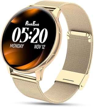 PunnkFunnk Active 2 Smartwatch, 1.39” HD Round Display, Bluetooth Calling, Heart Rate & SPO₂, 100+ Sports Modes, IP67, Long Battery Life for Men & Women (Millanese Gold)