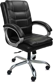 ACTIVA Executive Revolving Office Chair | Ergonomic Computer Desk Chair with Cushioned Seat| Heavy Duty Steel Base, Adjustable Height & 360° Swivel Wheel| Study/Home/Offcie Visitor Chair (Star, Black)