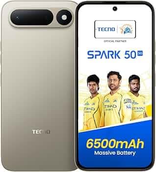 Spark 50 5G (Champagne Gold, 4GB+128GB) | 6500mAh Battery + 45W Fast Charger | Upto 18GB* RAM | MIL-STD 810H Protection | Fastest 8X Network Speed* with URSP | 120Hz Smooth Display | AI Flash Snap
