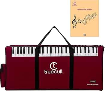 True Cult KBR-01 Nylon Portable, Red Keyboard Gig Bag/Cover for 61-Keys Yamaha Or Casio Keyboard Material, Easy to Carry with Grip Handle/Strong Durable Material with Music Notation Notebook