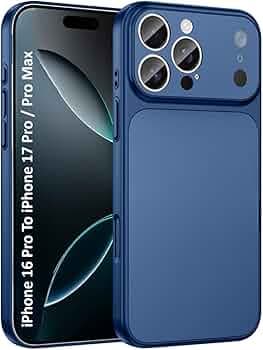 MOBILOVE Converter Case for iPhone 16 Pro to iPhone 17 Pro / 17 Pro Max Style Design Comes with Logo Shockproof Back Cover with Camera Protection & Slim Matte Finish (Blue)