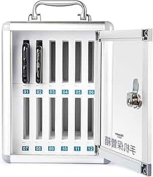 12 Slot Mobile Phone Locker Box with Lock & Key | Portable & Wall-Mountable Aluminum Phone Storage Cabinet for School, Office, Exam Hall, Factory & Workplace
