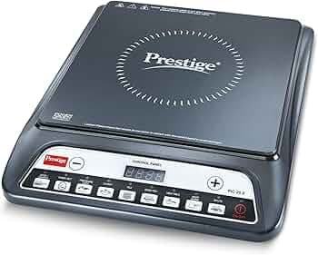 Prestige PIC 20 1600 Watts Induction Cooktop | 4KV Surge Protection | 8 Preset Indian Menu Options & Timer | Soft Touch Button | Easy to Clean | Portable | Black | 1Y Warranty | BIS