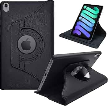 CEDO iPad mini 6th Gen/iPad mini 7th Gen 8.3 inch Flip Cover | Leather Finish | 360 Degree Rotate Back Cover | Shockproof Back Cover Case for iPad mini 6 (2021) / iPad mini 7 (2024) 8.3 in (Black)