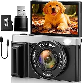 Digital Camera,64MP Cameras for Photography with 64GB Card