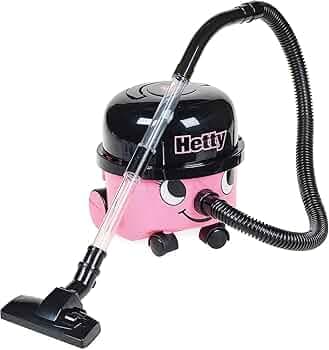 Casdon Hetty Vacuum Cleaner - Pink Vacuum Cleaner Toy with Real Function & Nozzle Accessories, Vacuum Cleaning Set, Pretend Vacuum Toy, Household Chores Toys, Pretend Play Toys for Children Aged 3+