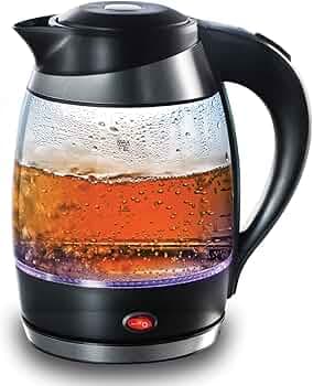 Hawkins Futura 1.8 Litre Electric Glass Kettle, 1300W Electric Hot Water Kettle for Tea, Coffee, Soup, Gargling, Black (FKTB1)